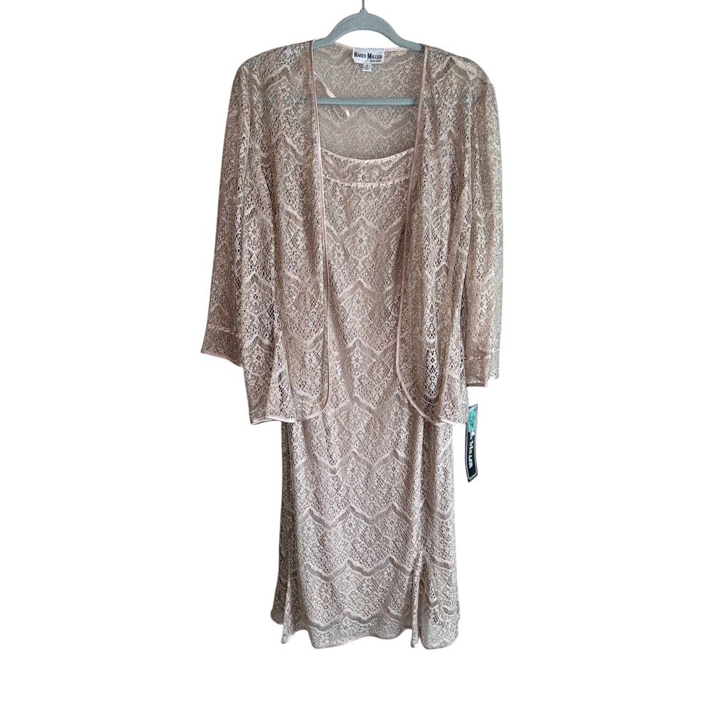 NWT karen miller gold lace dress with jacket plus size 16 mature evening wear